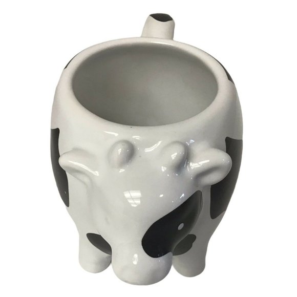 Food Home Network Other - Vintage Black & White Cow Handle Coffee Mug Cup Black White Stoneware Size: 7"